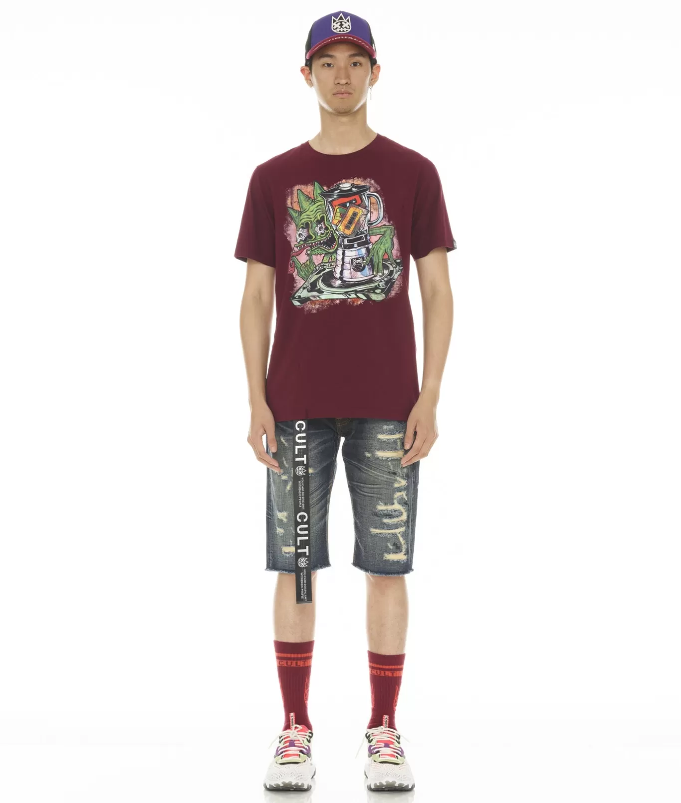 Cult Of Individuality T-Shirts<SHORT SLEEVE CREW NECK TEE "BLENDER" IN BEET RED