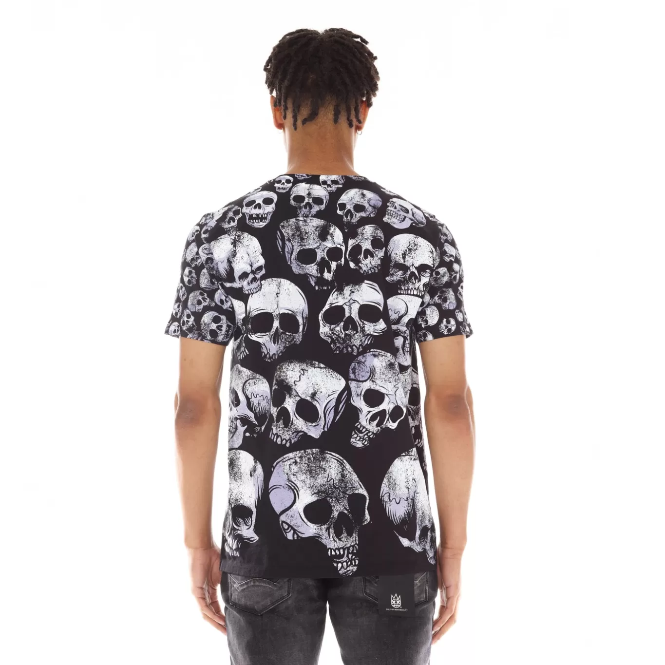 Cult Of Individuality T-Shirts<SHORT SLEEVE CREW NECK TEE "GRAVEYARD" IN TIE DYE BLACK