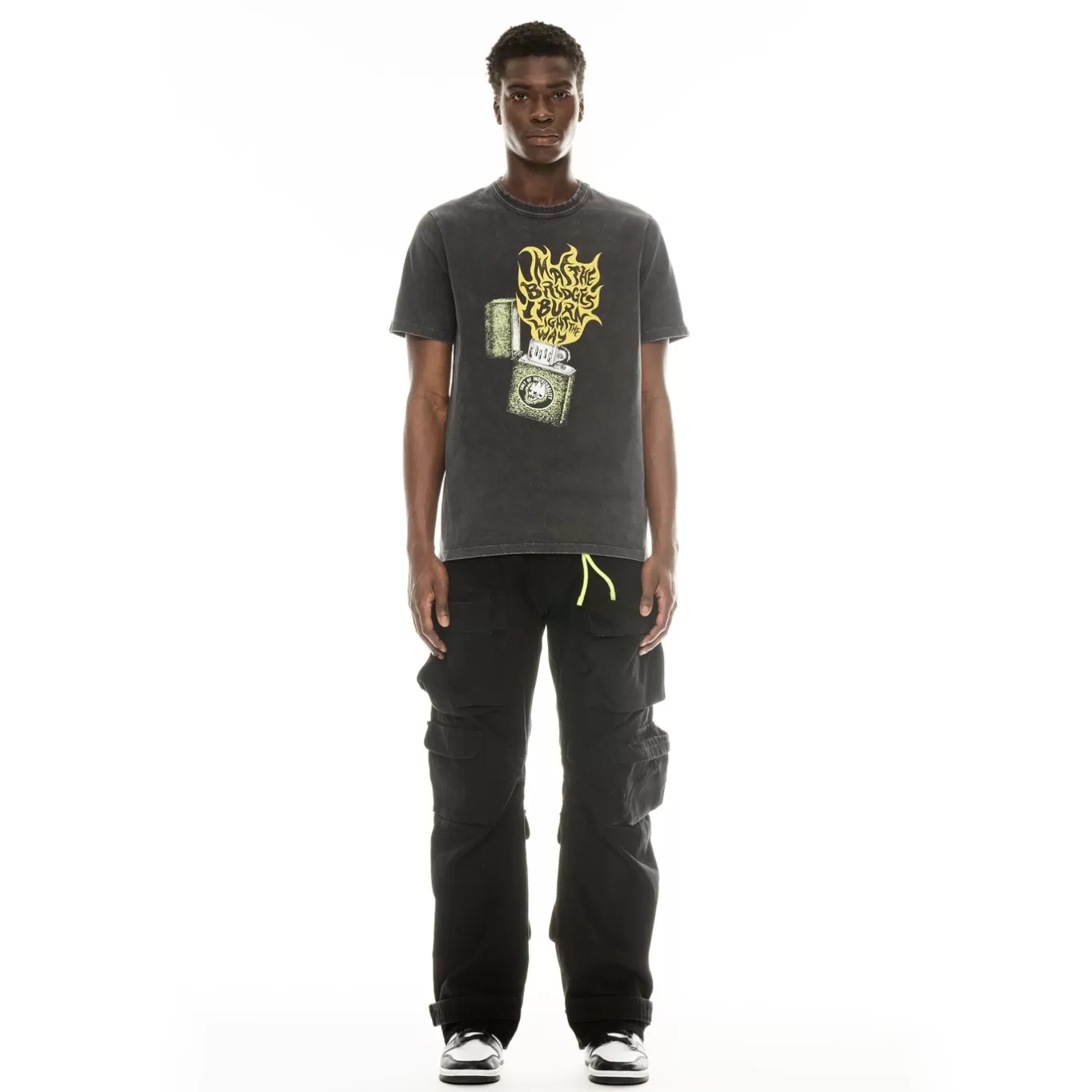 Cult Of Individuality T-Shirts<SHORT SLEEVE CREW NECK TEE "LIGHT UP THE SKY" IN VINTAGE CHARCOAL GREY