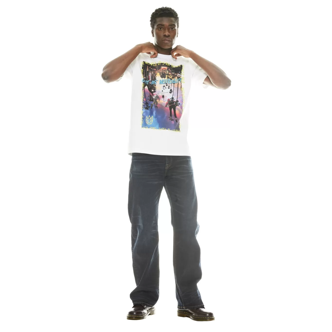Cult Of Individuality T-Shirts<SHORT SLEEVE CREW NECK TEE "TURNING THE WORLD" IN WHITE